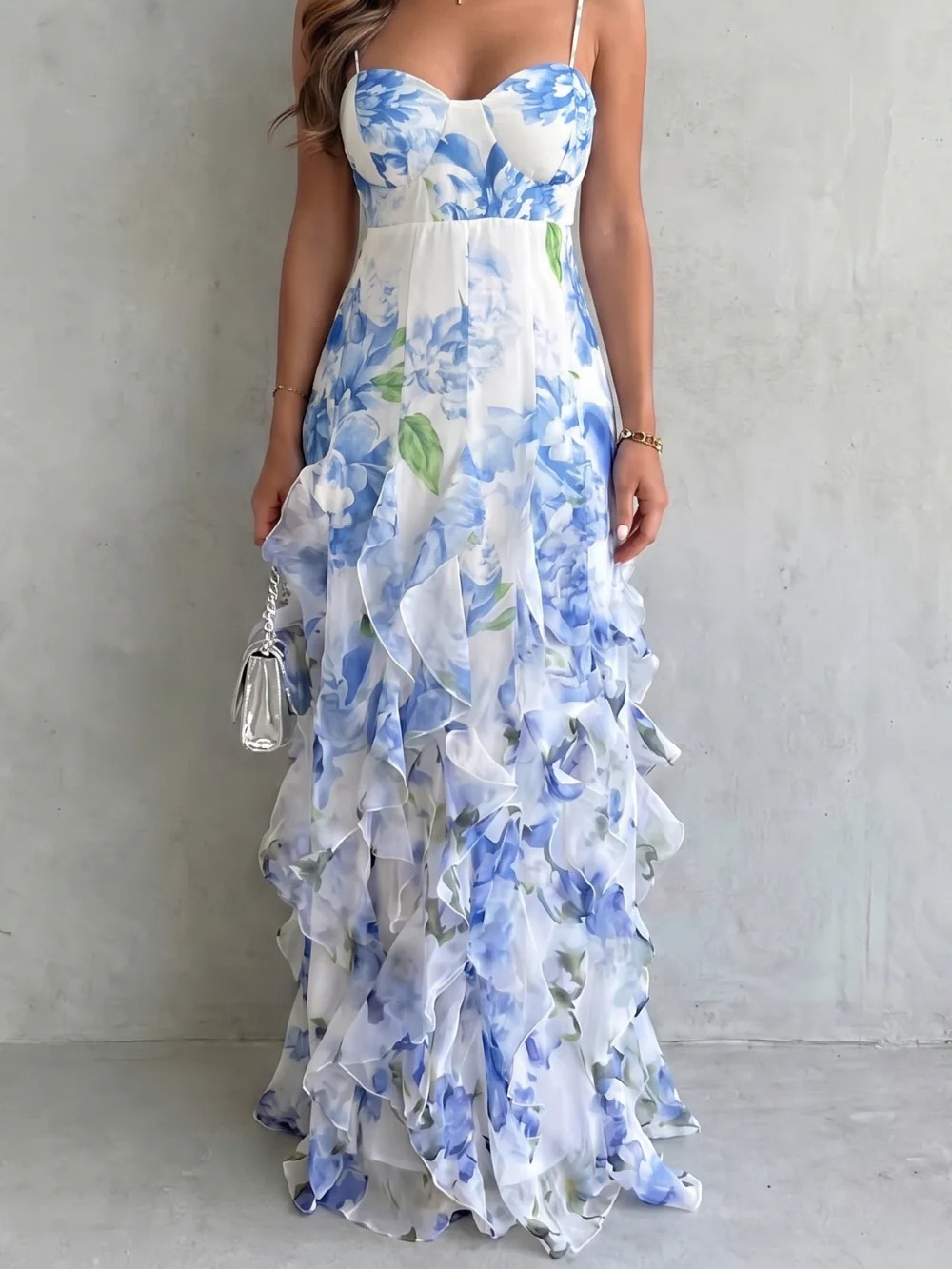 Floral Ruffle Maxi Dress - Naples Boutique NWT
